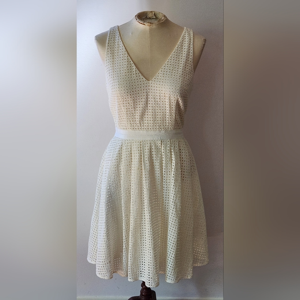 Joie Cream Eyelet Cotton Mini Dress -- SZ S
